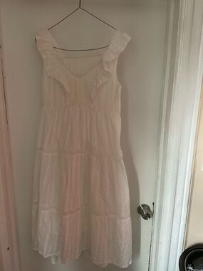 White Ruffled Midi Dress - Lightweight Summer Style